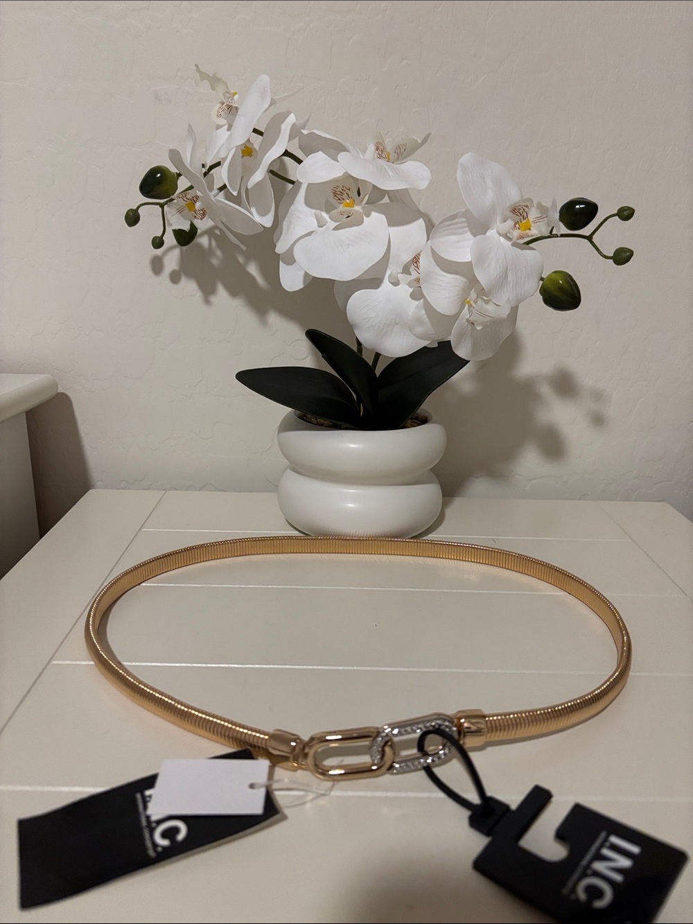 New INC International Concepts Gold Belt